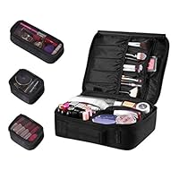 ETEREAUTY Travel Makeup Bag Portable Cosmetic Case Train Bag with 3 Individual Cases Bags Artist Storage Bag, Premium Makeup Organizer Bag for Makeup Brushes Toiletry Jewelry Digital Accessories Black