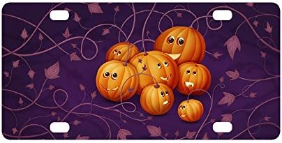 Halloween Pumpkins Strong And Durable Aluminum Car Metal License Plate Frame for Women/Men Four Holes Tag 12" X 6"