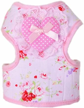 Tromy Loving Heart Pet Dog Comfortable Vest Harness&amp;Leash Set,Pink,S