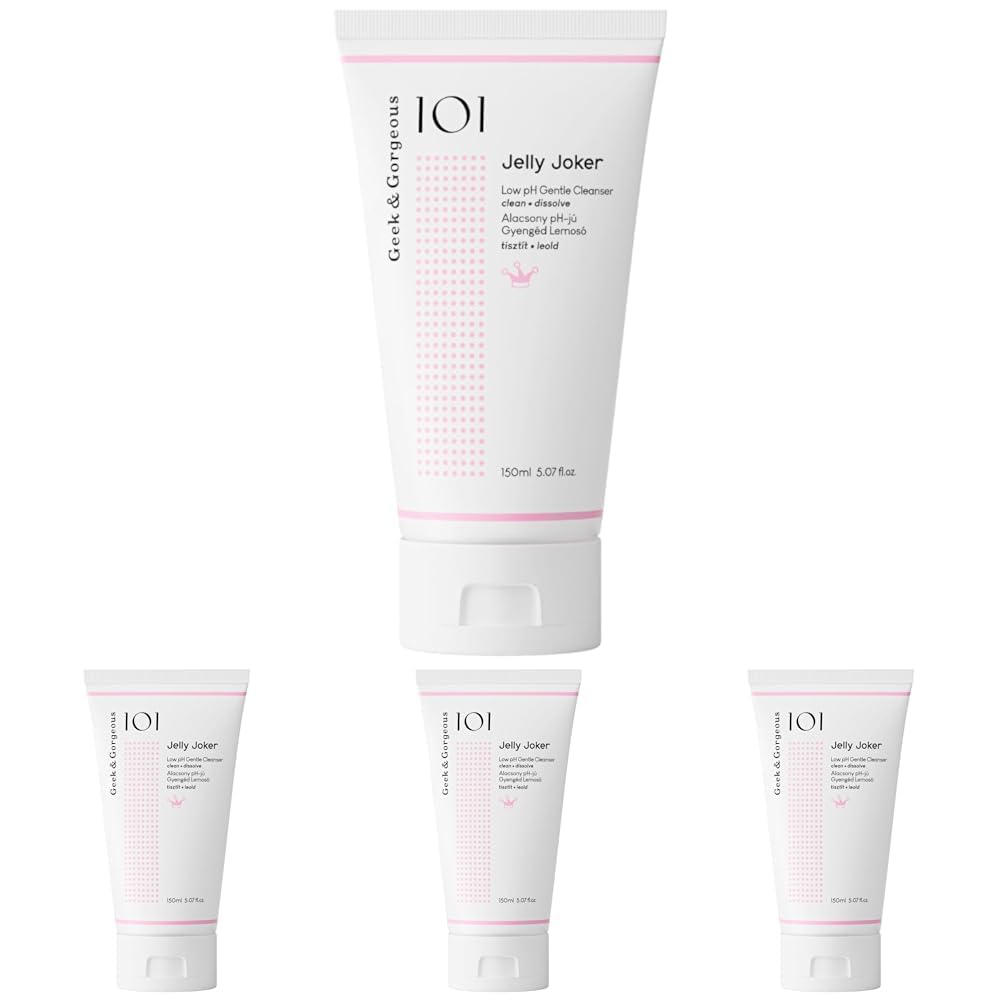 Geek & Gorgeous Jelly Joker - gentle, hard-working cleanser, dissolves (water-soluble) makeup - all skin types including sensitive, 150ml (Pack of 4)