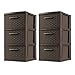 Sterilite 3 Drawer Weave Storage Tower, Plastic Decorative Drawers to Organize Clothes in Bedroom, Closet, Brown with Brown Drawers, 2-Pack