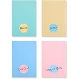 Miliko A5 Essential Series Softcover Notebook/Journal/Diary Set-4 Unique Designed Notebooks per Pack (1 Dot Grid+1 Ruled+1 Square Grid+1 Blank)