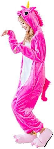 Dingwangyang Adult Unicorn Pajamas Animal Costume Cosplay Onesie Kigurumi Halloween Gift Hot Pink Pegasus M