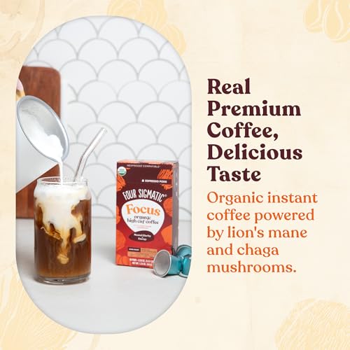 FOUR SIGMATIC FOCUS HIGH CAFFEINE COFFEE PODS COMPATIBLE WITH NESPRESSO ORIGINAL | ORGANIC DARK ROAST ESPRESSO WITH ADDED FOCUS | MUSHROOM COFFEE ENHANCED WITH LION’S MANE | HIGH CAFFEINE 10CT
