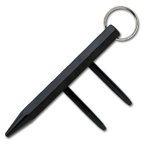 Black steel kubaton key ring
