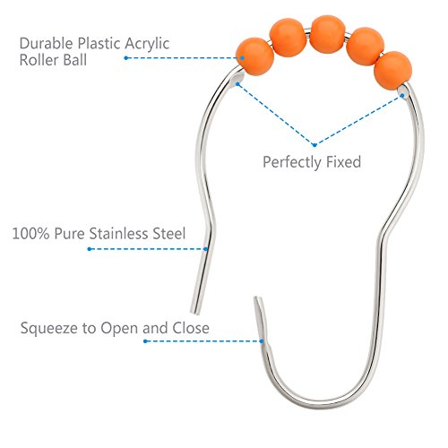image for Amazer Shower Curtain Hooks Rings, Stainless Steel Rustproof Shower Cu