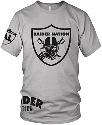 Millionaire Mentality Raider Nation Grey Skull T-Shirt (New) Oakland Silver &amp; Black Al Davis Edition