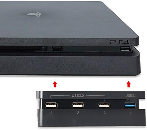 USB Hub Adapter for PS4 Slim, Playstation 4 Slim High Speed Hub Adapte 4-in-1 with-(1×3.0)-(3×2.0)