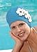 Vintage Swim Caps for Women: Triple Flower Swimcap Hot Pink w/White Flowers