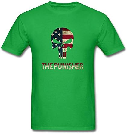 huaxian Mens 100% Cotton The Punisher America Flag t-shirt