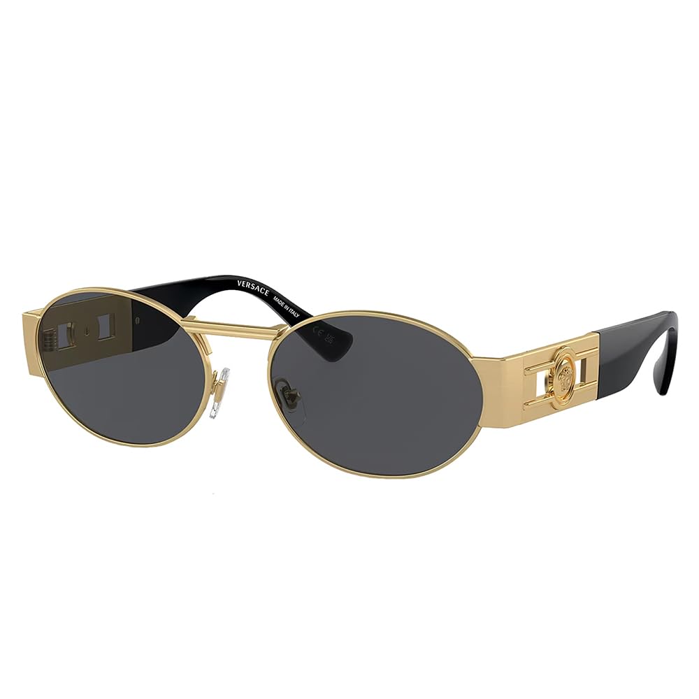 Photo 1 of ****MINOR DAMAGE***
Versace Unisex Sunglasses Matte Gold Frame, Dark Grey Lenses, 56MM