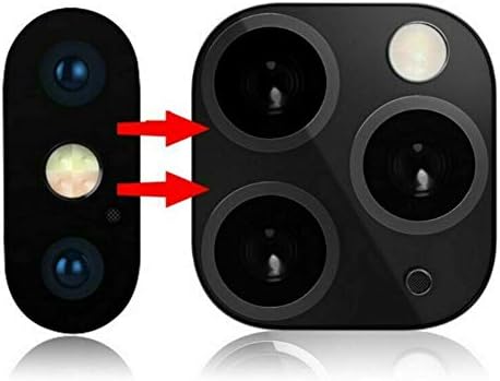 LWRhome Metal Camera Lens Sticker for iPhone X XS MAX,Upgrade Phone Back Camera HD Lens Protector Seconds Change To 11 Pro Max (Black)