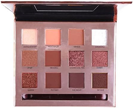 Franterd Makeup Brush Mirror Eyeshadow Set - 12 Colors Eyeshadow + Brush, Beauty Cosmetic Powder Smoky Eyeshadow Palette Flexibility Lasting (A)