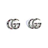 tianshiya Women's Fashion Earrings Double T Designed Ear Stud with Multi-Options (GG-Shinny)
