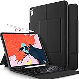 IVSO Keyboard Case for Apple iPad Pro 11 2018 Stand Cover Case with Wireless Keyboard & Pencil Slot (Auto Wake/Sleep, Apple Pen Charging Enabled Case) Fitting Apple iPad Pro 11 2018 Tablet (Black)