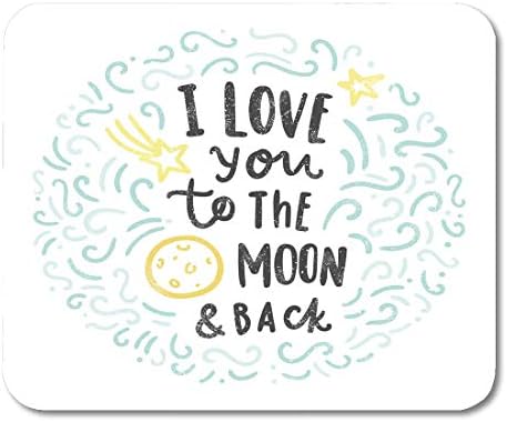 VANKINE Mouse Pads Quote I Love You to The Moon and Back Doodle Cute Date Day Drawn Mouse pad 9.5" x 7.9" for Notebooks,Desktop Computers Accessories Mini Office Supplies Mouse Mats