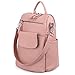 UTO Women Backpack Purse 3 ways PU Washed Leather Ladies Rucksack Shoulder Bag Pink