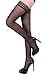 HONENNA Sexy Striped Thigh High Stay Up Silicone Sheer Stockings (Large, Black)