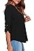 Dokotoo Womens Casual Chiffon Ladies V-Neck Cuffed Sleeve Blouse Tops Small Black,Black,(US4-6)S