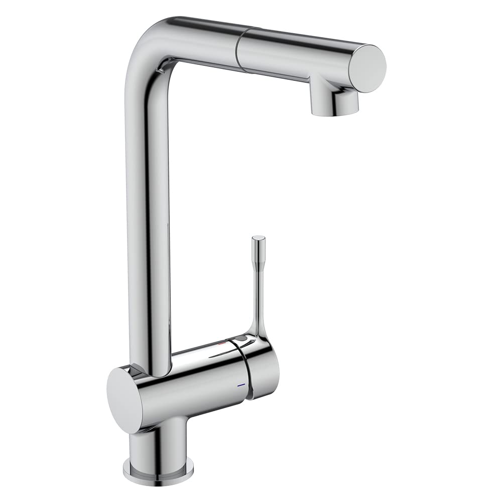 Ideal Standard Ceralook Single Lever l-Shape spout Kitchen tap with Pull Out spout, BD573AA, Chrome