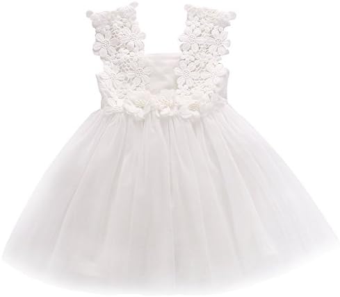 Baby Girls' Princess Lace Flower Tulle Tutu Gown Formal Party Dress (2T, White)