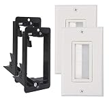 Wi4You Brush Wall Plate White WI1006WH-2 Deco Bristle Single Gang Wallplate with Mounting Bracket for Low Voltage Cable Pass Through (White, 2 Pack)