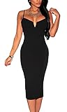 Zeagoo Women's Sexy Spaghetti Strap Plunging V Neck Sheath Bodycon Dress
