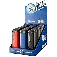Xlite X-Lite Lighters - Pack of 30 - Multi Purpose Disposable Lighter,Classic Pocket Lighters,Pre-Filled Butane - Assorted co
