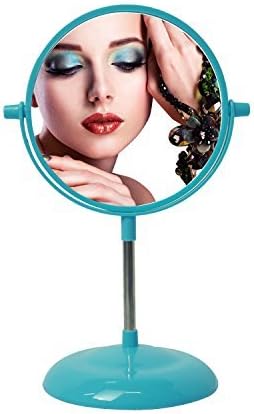 Zoevan 6 Inch Makeup Vanity Mirror Tabletop Double-Sided 3x Magnifying Swivel Stand Up Natural Daylight 360 Degree Magnifiers in Polycarbonate Finish (Blue)