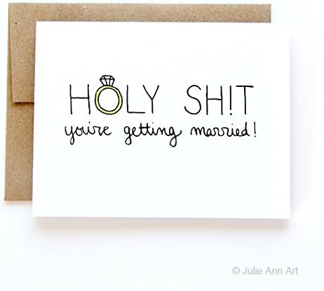 You're Getting Married, Funny Engagement Wedding Card for Couple, Blank Inside, by Julie Ann Art