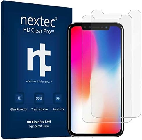 nextec iPhone XS MAX Screen Protector Glass, (2 Pack) Apple iPhone XS MAX Tempered Glass Screen Protector iPhone XS MAX (HD Clear Pro5 9.0H) 3D Touch/Case Compatible - Corning Gorilla Glass