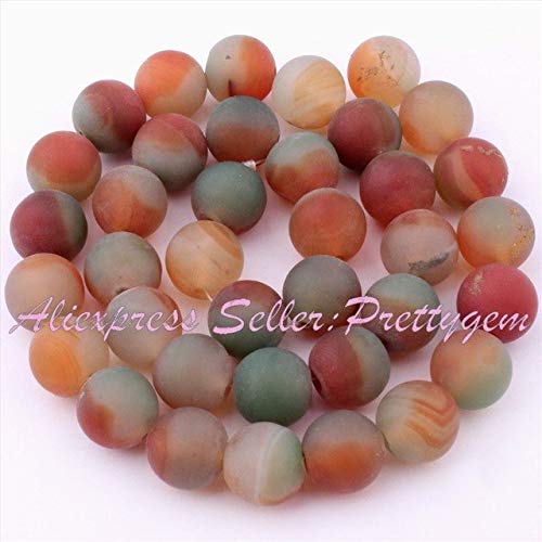 Calvas 10mm Frost Matte Round Beads Stripe Agates Natural Stone Beads for DIY Necklace Bracelets Jewelry Making Loose 15" - (Color: Multicolor)