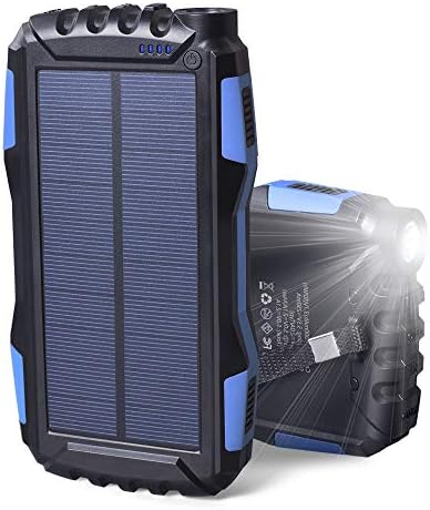 Solar Charger 25000mAh, Elzle Solar Power Bank Dual USB Output Battery Bank with Strong LED Light Outdoor Solar Phone External Battery Shockproof Dustproof for Phone, Tablet Camera and More