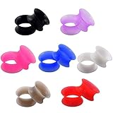 Longbeauty 7 Pairs Thin Silicone Flexible Flesh Tunnel Expander Ear Plug Gauge Earlets 7 Colors
