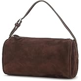 Genuine Leather Barrel Crossbody Bag, Top Handle Purse for Women, Shoulder Handbag with Adjustable Strap