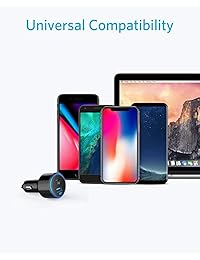 Anker   Cargado USB C oara automóvil, PowerDrive Speed+2 PD con 1 PD y 1 PIQ, con alimentación para MacBook, Pixel, iPhone X 8 8 Plus, y PowerIQ 2.0 de carga rápida para Samsung S9 S8 S8+, serie Galaxy y más