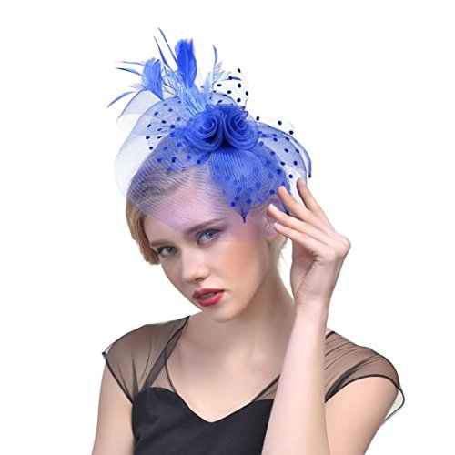image for Nacome Fascinators Hat Flower Mesh Ribbons Feathers on a Headband and 