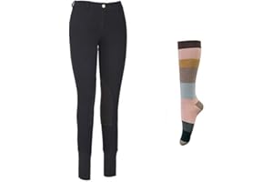 TuffRider Women Starter Lowrise Pull On Breeches with Free Assorted Striped Socks