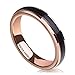 NaNa Chic Jewelry 4mm Tungsten Carbide Ring for Women Black Rose Gold Plated Wedding Band