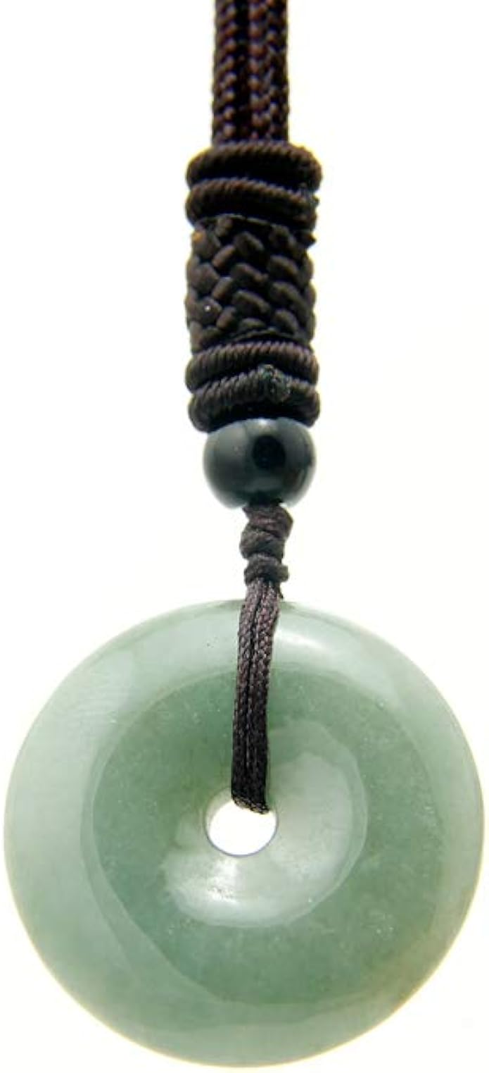 Agathe Creation Collana Con Ciondolo Pi In Giada Bianca Naturale Categoria A – Portafortuna Fatto A Mano