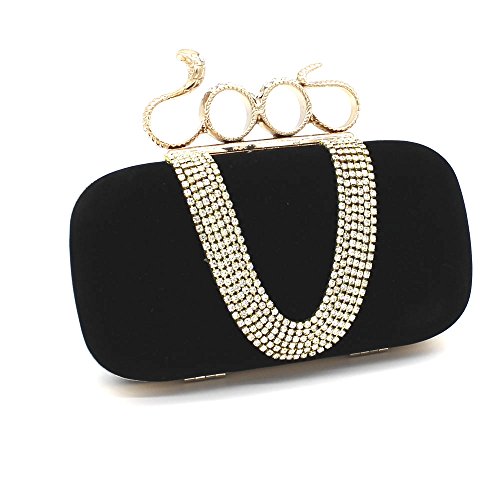 Kingluck Velvet Wedding/Special Occasion Clutches/Evening Handbags(More Colors) (black)