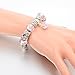 Morenitor Beaded Bracelet Handmade Carved Sterling Silver Plated Snake Chain Charms Bracelet Valentine's Day Jewelry Gifts for Her, 19.5cm (Pink)