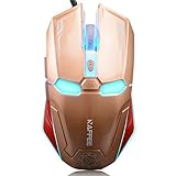 TENMOS G5S Wired Computer Mouse USB Optical LED Gaming Mouse for Mac/PC/Notebook, 2400DPI, 6 Buttons(gold)