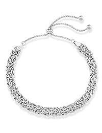 MiaBella - Pulsera de plata de ley 925 con cadena ajustable, para mujer