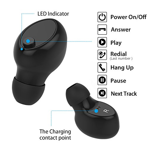 Wireless Earbuds, Cshidworld Bluetooth 5.0 Headphones Noise Cancelling Mini Headset IPX5 Sweatproof Invisible Sports in Ear Earphones with Built-in Mic for Smartphones Laptop