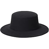Classic Unisex Wool Blend Fedora Hat Brim Flat Church Cap Wide Brim Classic Pork Pie Hat Perfect for Wedding Party Talent Show Performance for Boys Girls Women Men Black