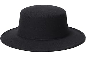 ericotry Classic Unisex Wool Blend Fedora Hat Brim Flat Church Derby Cap Wide Brim Classic Pork Pie Hat Perfect for Wedding P