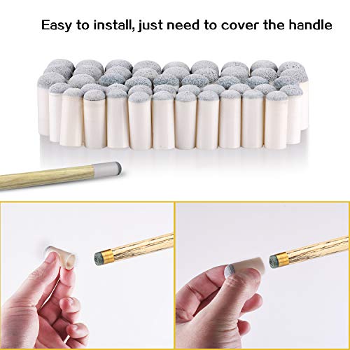 ABOAT 50 Pieces 4 Sizes Pool Cue Tips SlipOn Billiard Cue Tips