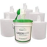 GreenWipe Industrial DRY Wipes with No-Splash Bucket | Add Your Own Cleaning Solution | Heavy Duty Spunlace Wipe Roll Include