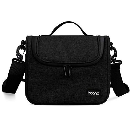 BOONA Shockproof Bridge Camera Case with Adjustable Shoulder Strap and Side Pockets – Mirrorless Small Camera Bag for Canon, Nikon, Panasonic, Fujifilm, Sony(Black)
